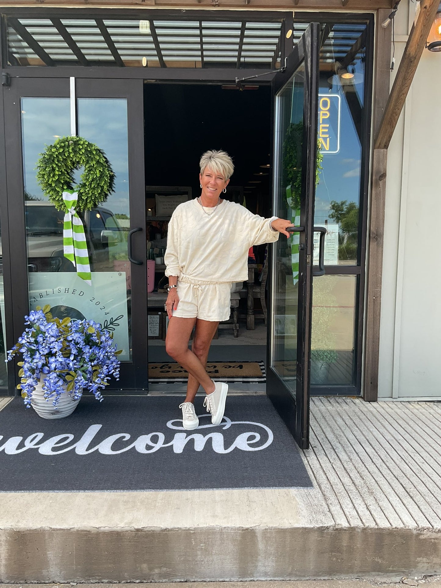 Textured Cream Long Sleeve Set