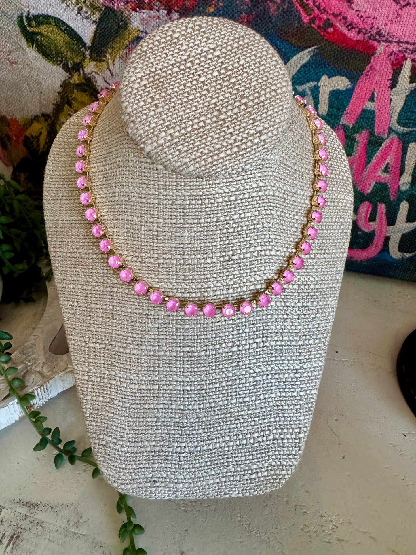 Barbie Pink Crystal Magnetic Clasp Necklace