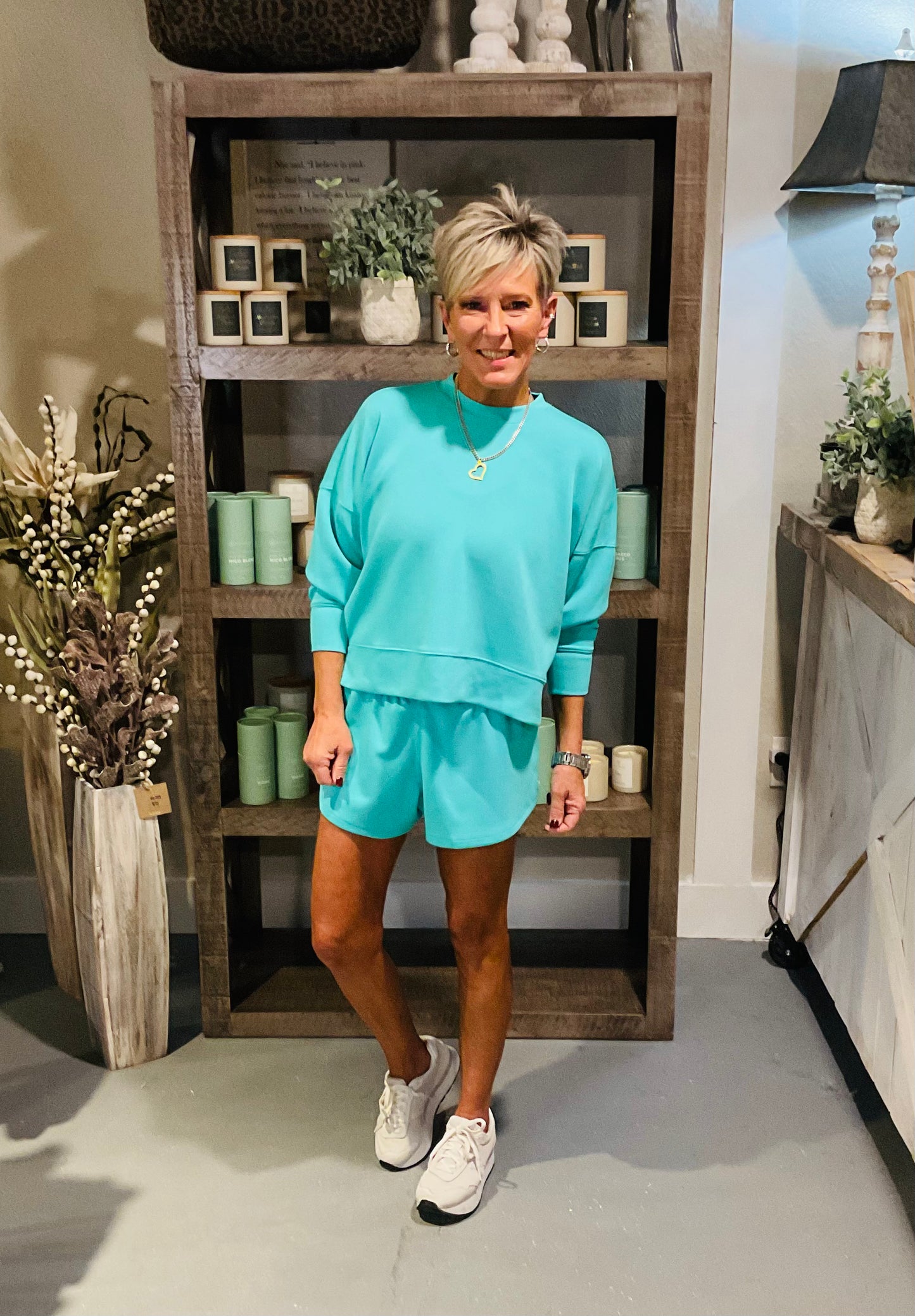 Scuba Sweatshirt & Shorts Set in Mint