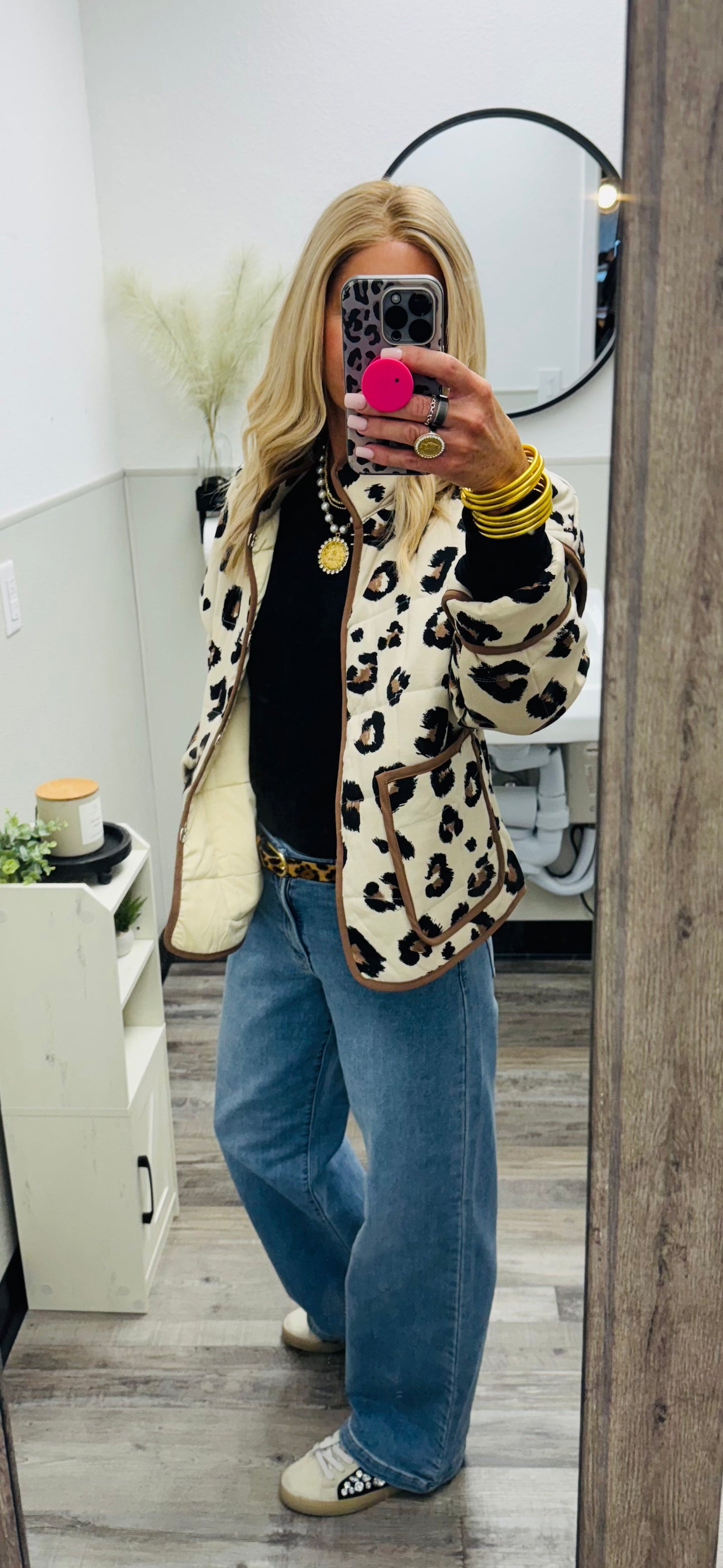 Leopard Pattern Quilted Jacket