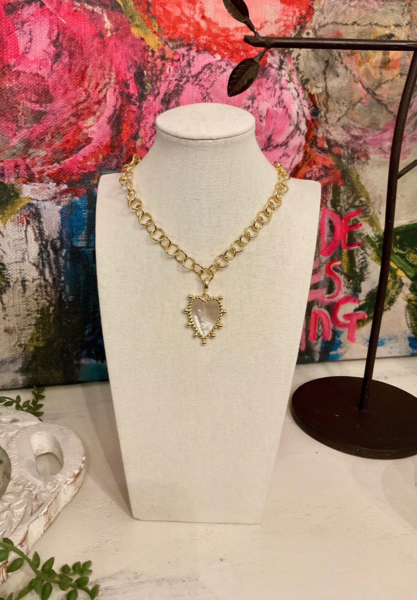 Mother of Pearl Heart Pendant Only