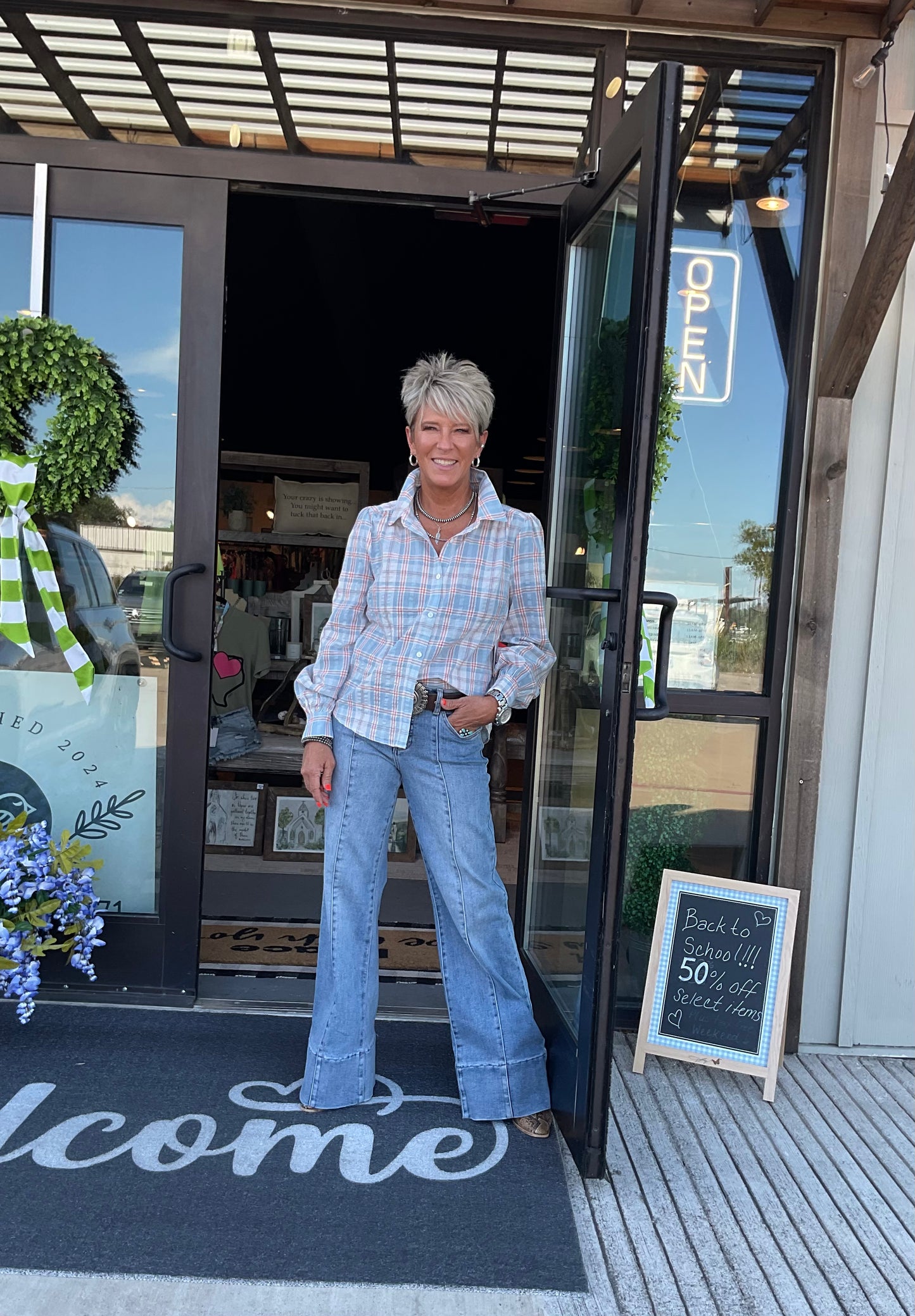 FT03 Blue Multi Plaid Button Down Shirtn