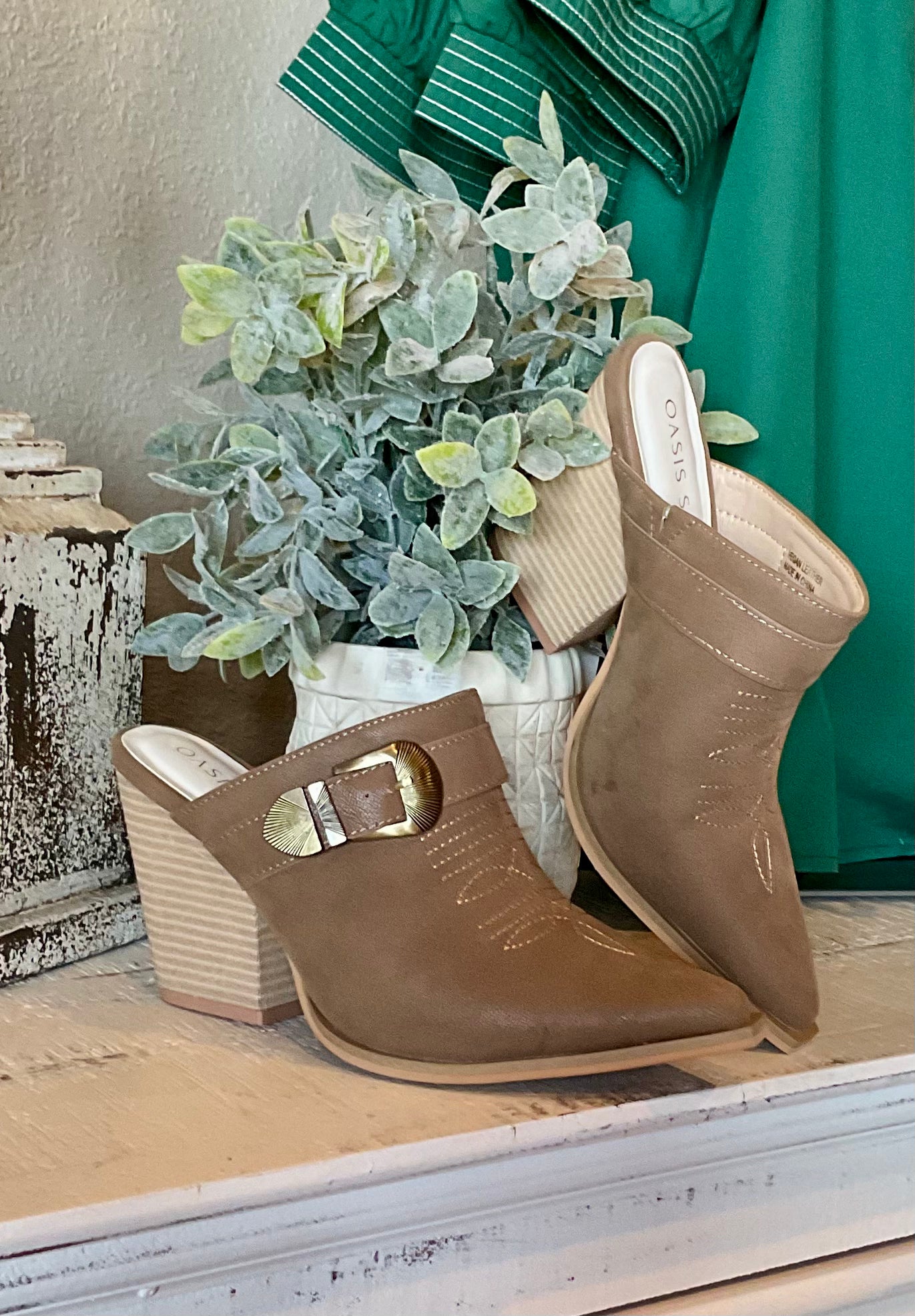 The Dixie|Taupe Western Inspired Mule
