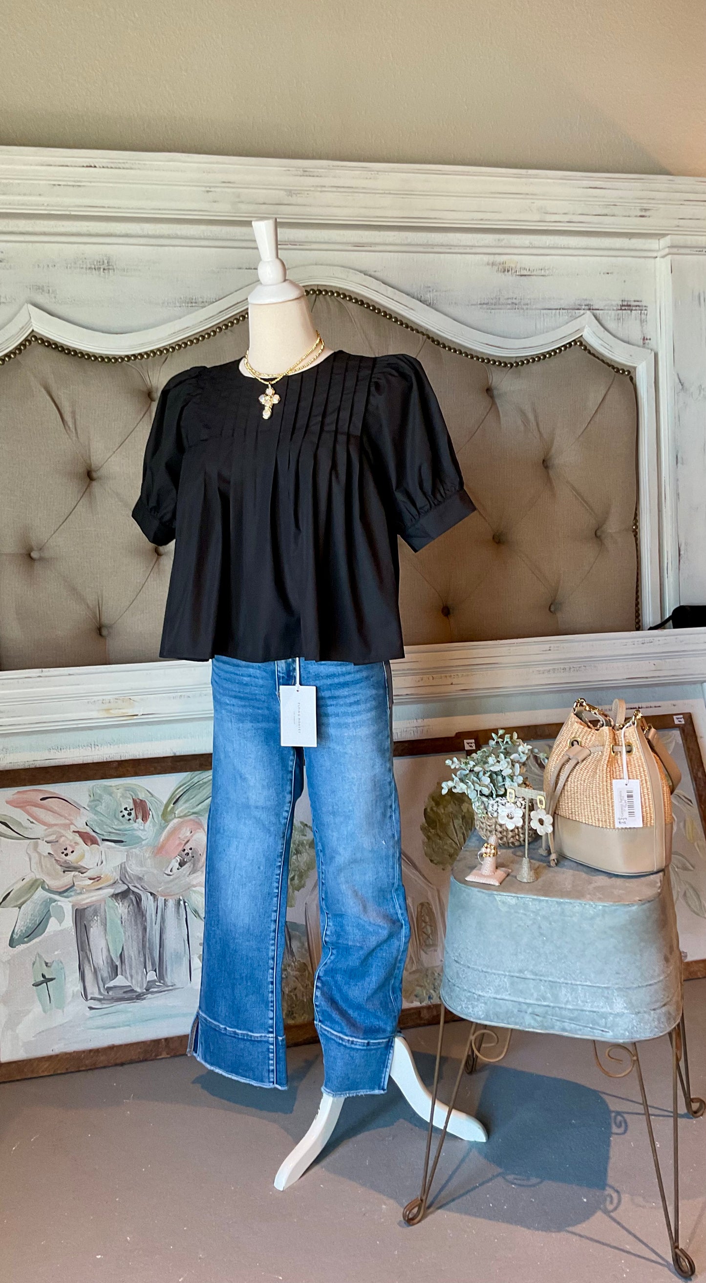 High Rise Trouser Slit Hem Kick Flare Jeans