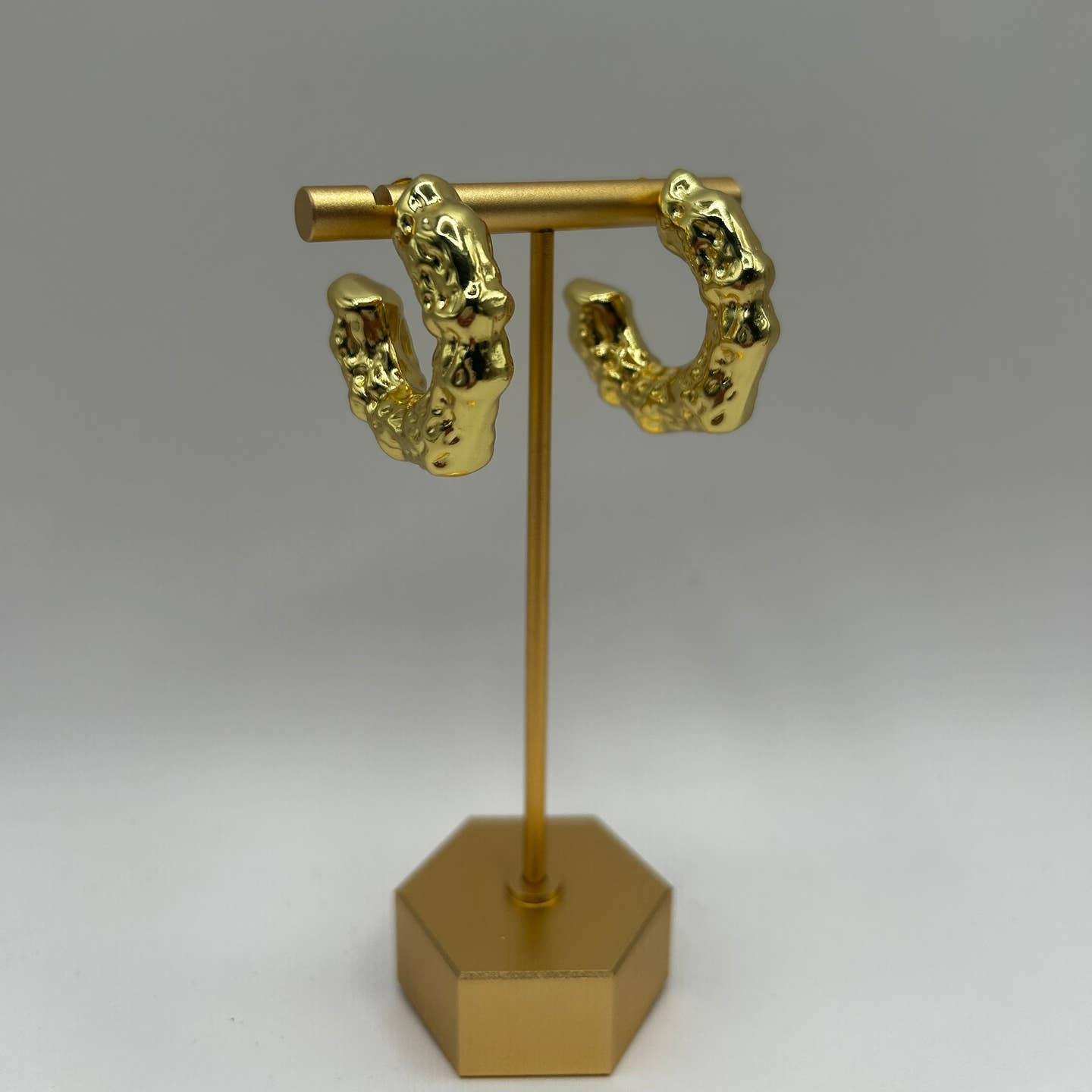 Textured Chunky Gold Hoop Earrings