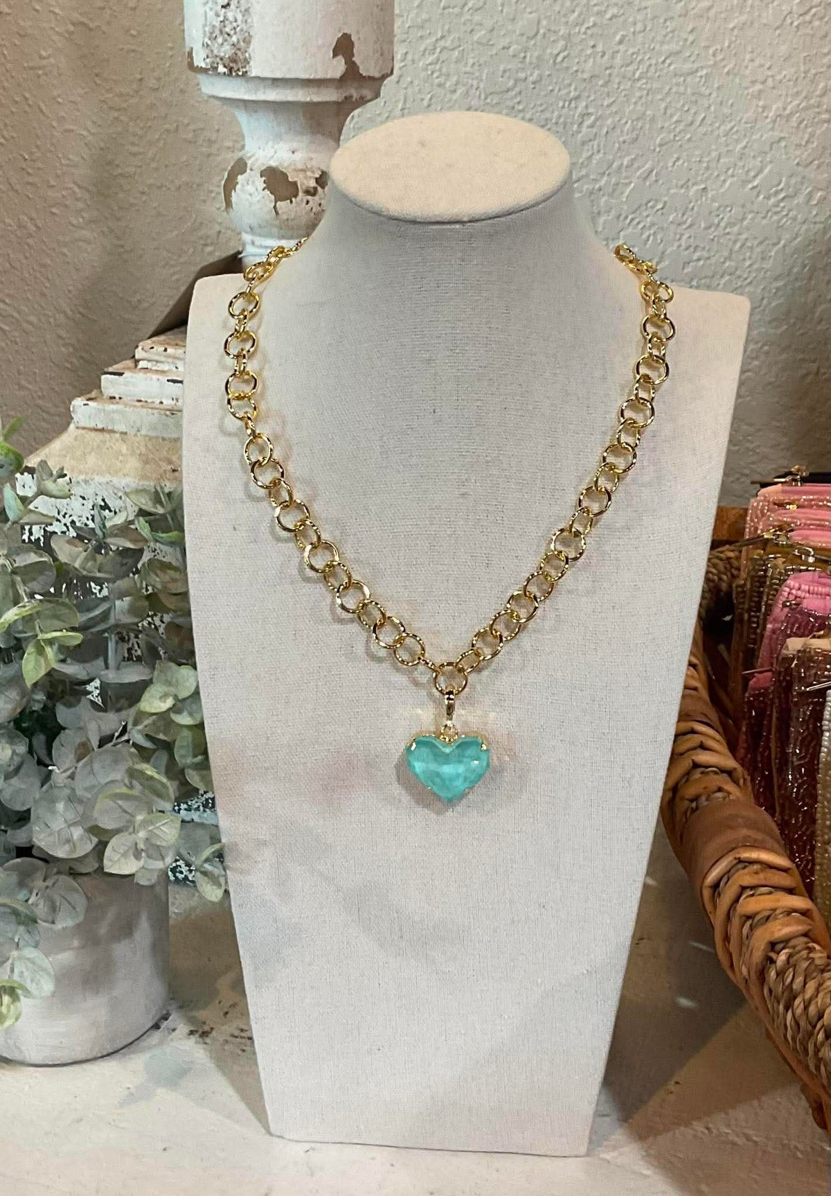 Turquoise Heart Crystal Interchangeable Pendant