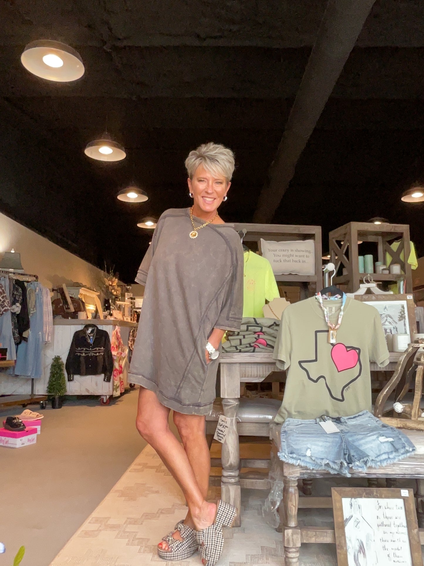 Black Ash Mineral Washed Half Sleeve Sweatshirt Dress