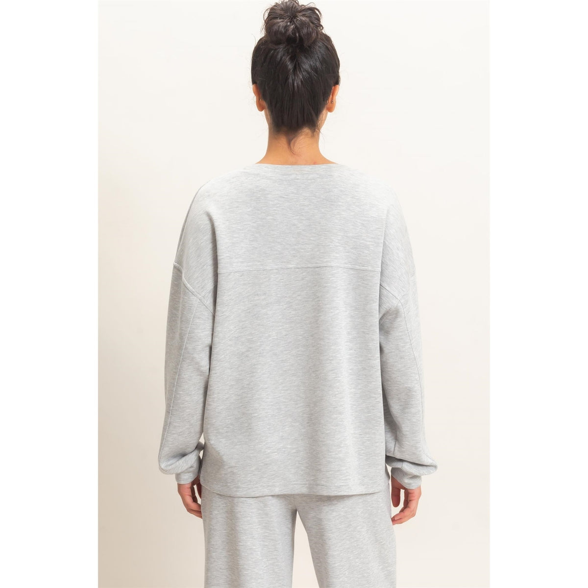 Heather Grey Oversized Crew Neck Top