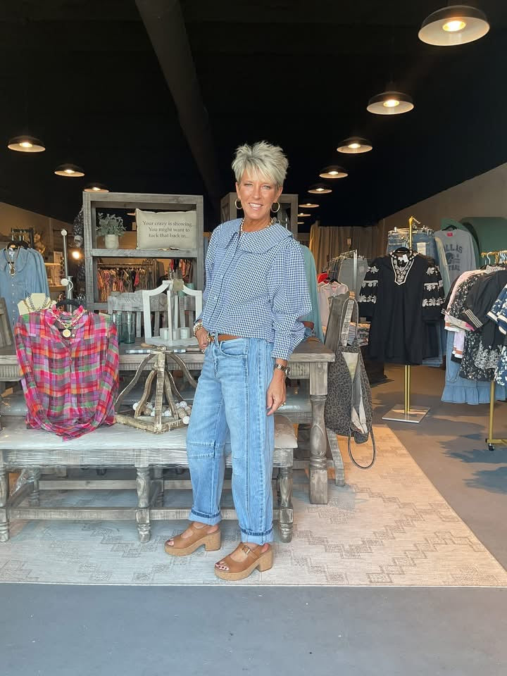 High Rise Dart Structured Fit Barrel Jeans