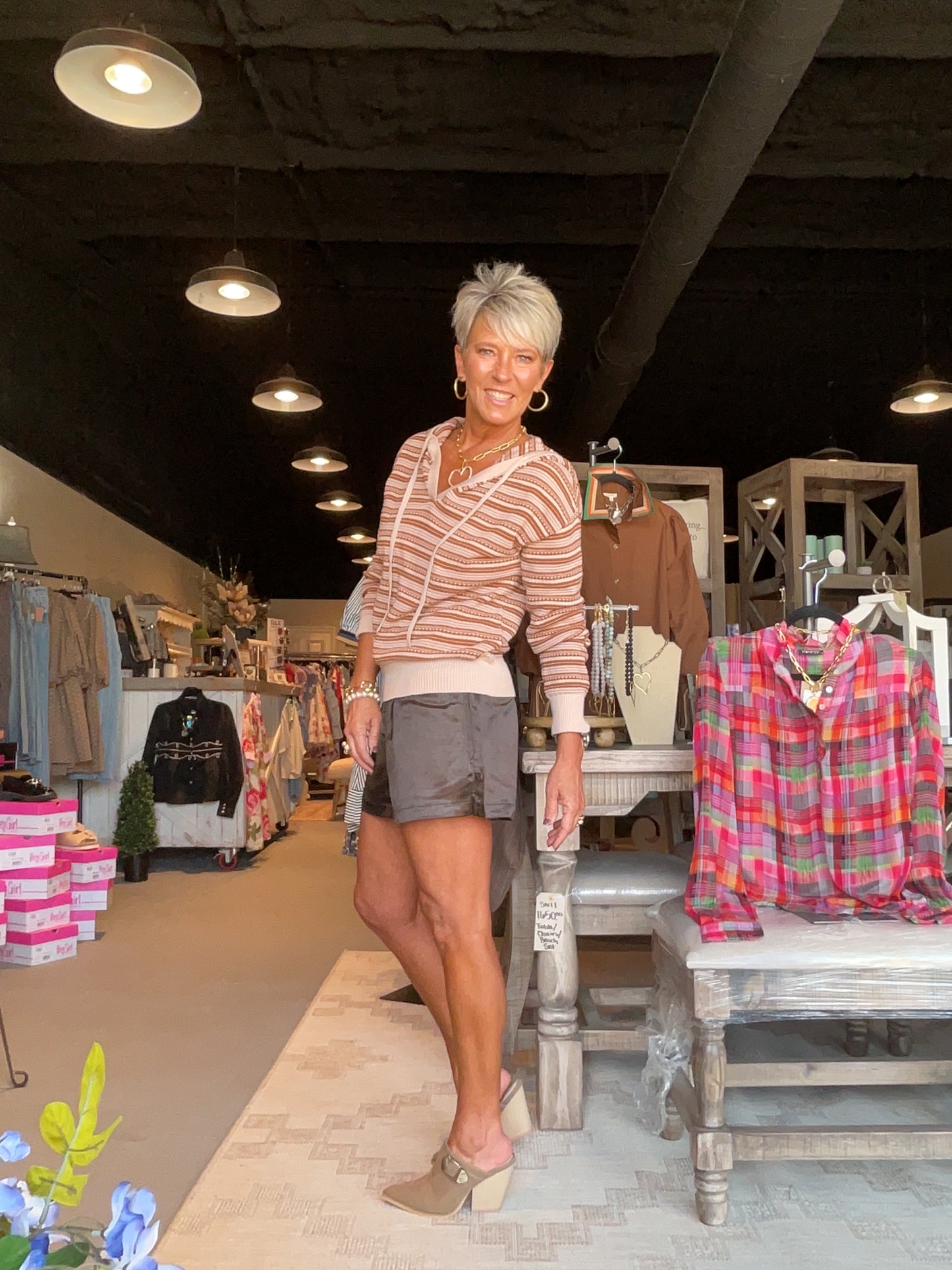 Satin Elastic Waist Shorts with Side Slits