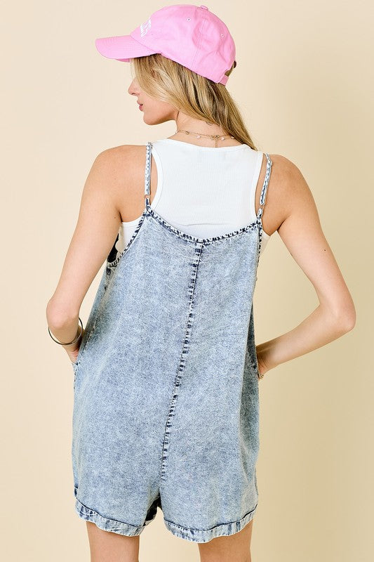 Acid Washed Denim Romper