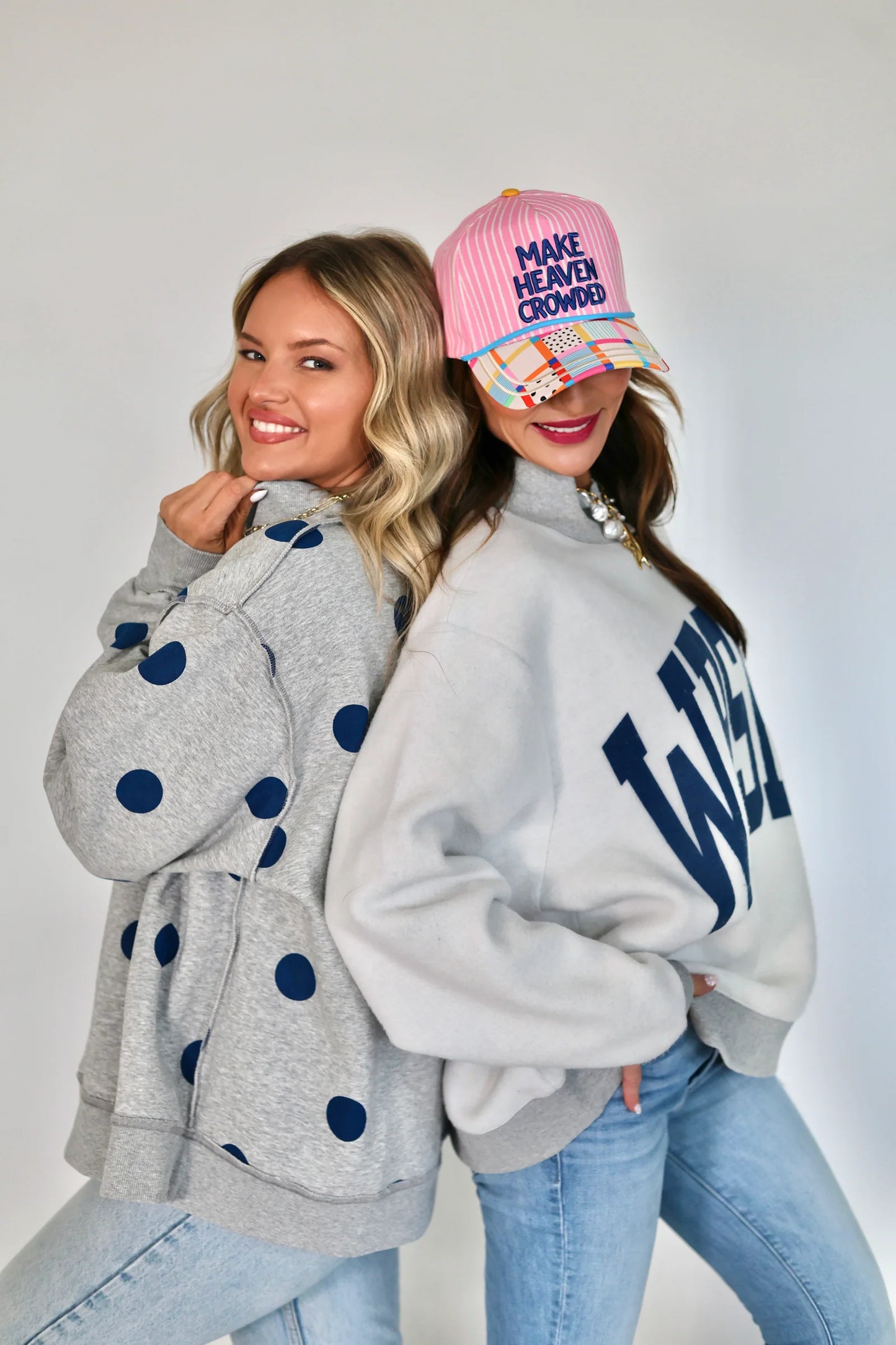 Baseball 2sided Grey/Navy Polka dot