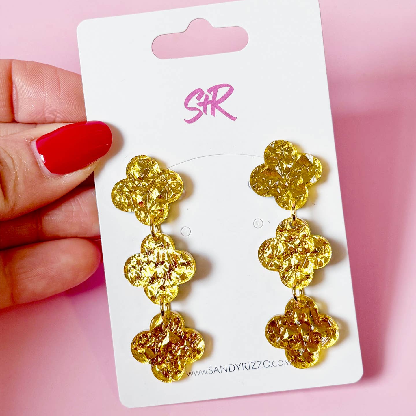 Gold Lamé Acrylic Stephanie Dangle Earring
