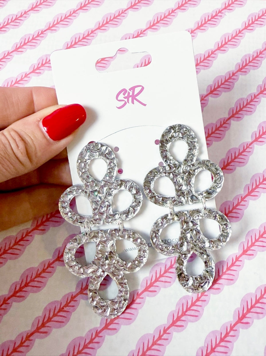 Silver Lamé Acrylic Janey Dangle Earring