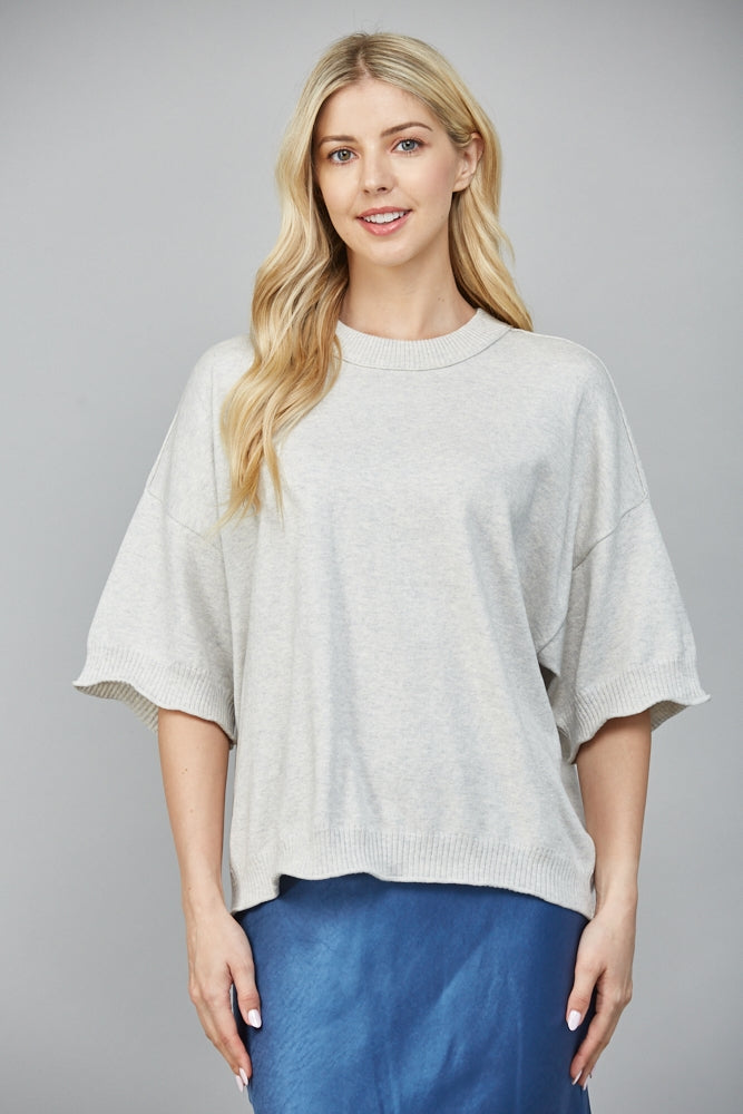 Heather Grey Cashmere Blend Drop Shoulder Sweater