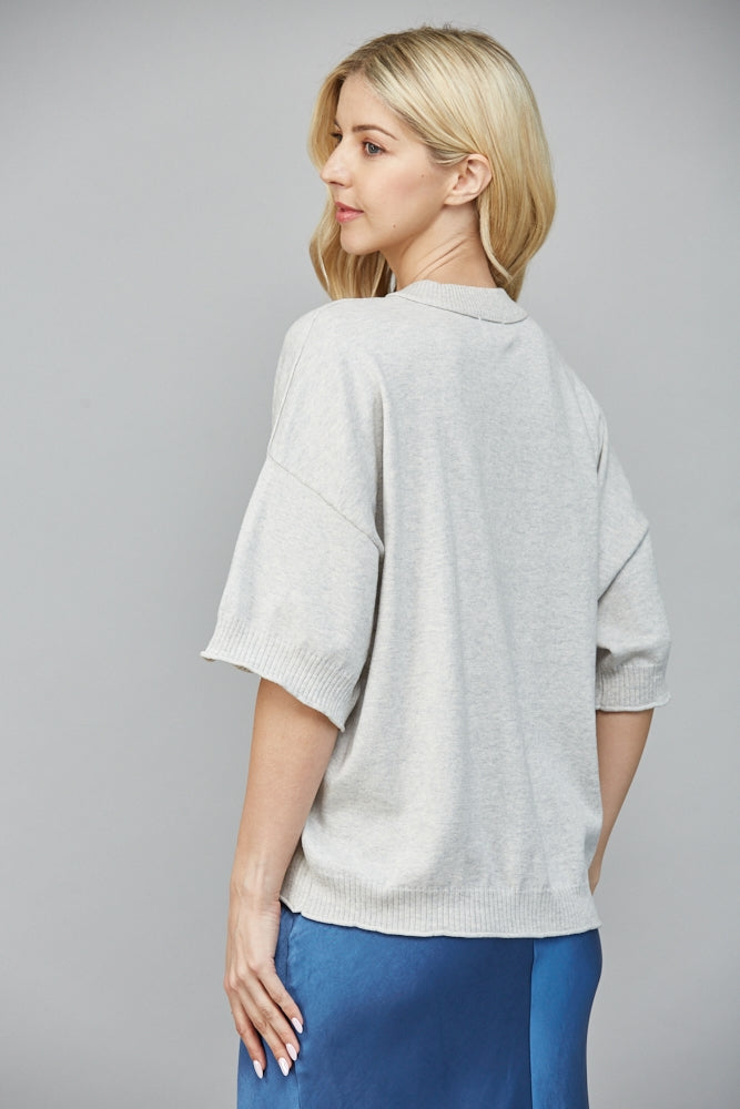 Heather Grey Cashmere Blend Drop Shoulder Sweater