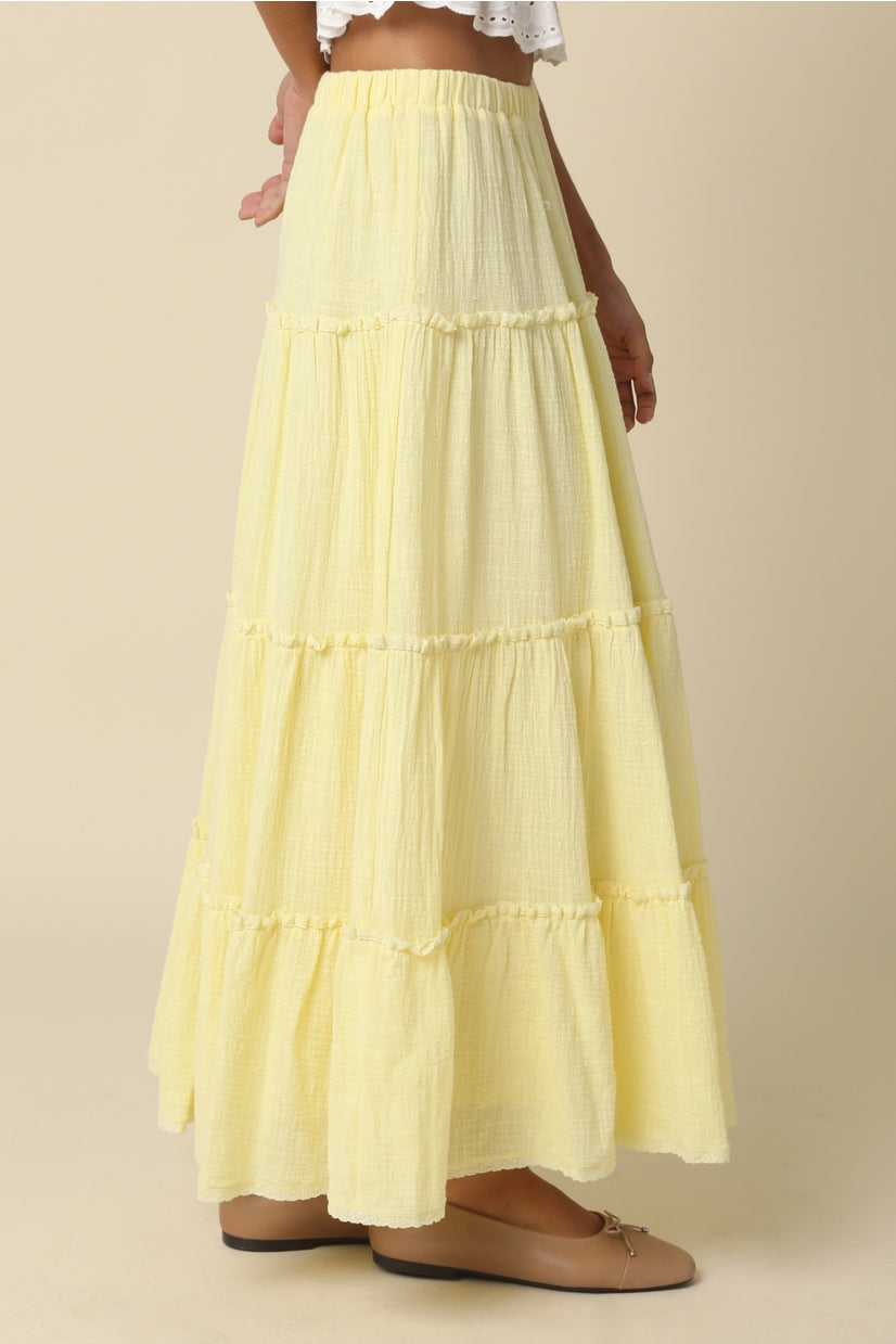 Tiered Maxi Skirt in Butter