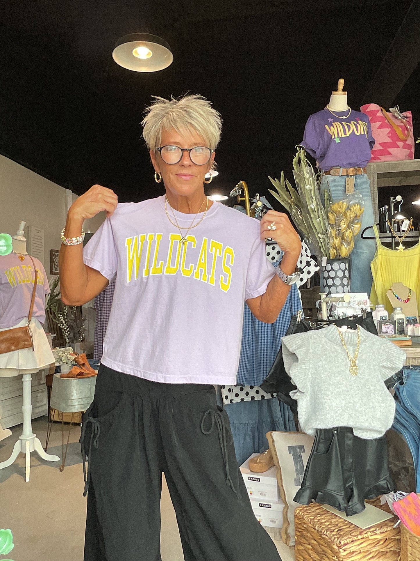 Godley WILDCATS Crop Tee lavender/yellow