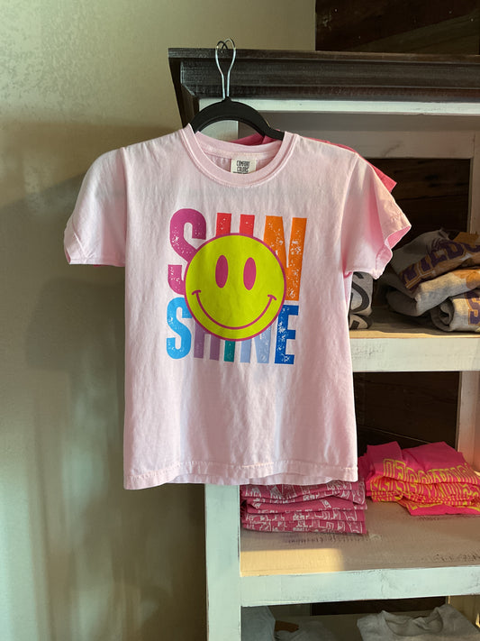 CP02 Youth Pink Smiley Sunshine Tee