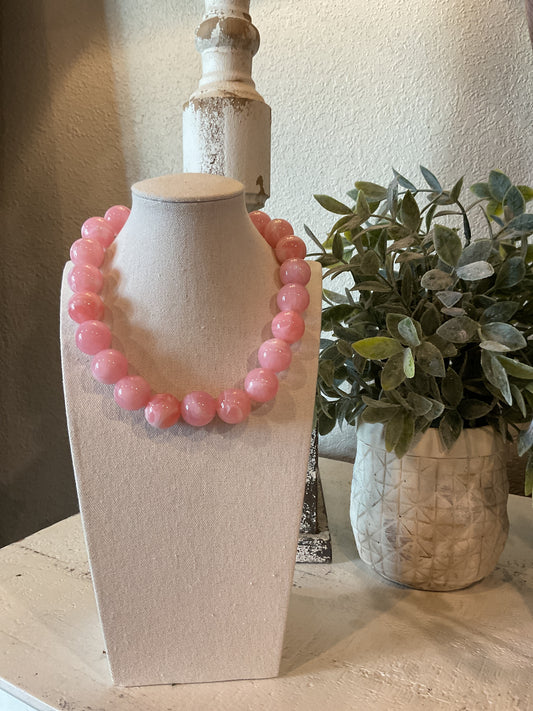 Pink Beaded Statement Necklace