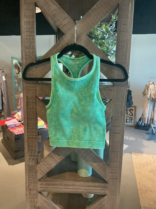 ZN56 Kelly Green Ribbed Racerback Bralette Tank