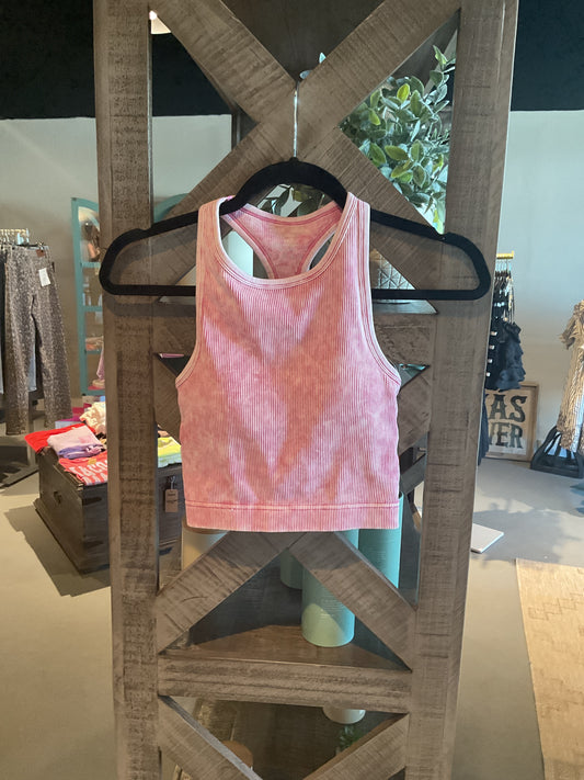 ZN53 Ash Pink Ribbed Racerback Bralette Tank