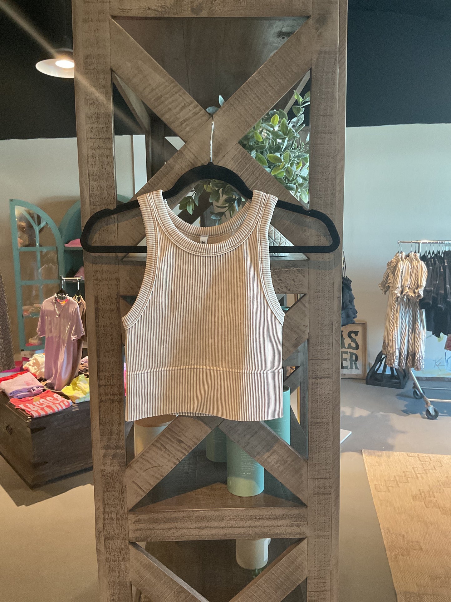 ZN64 Ash Mocha Ribbed Racerback Tank