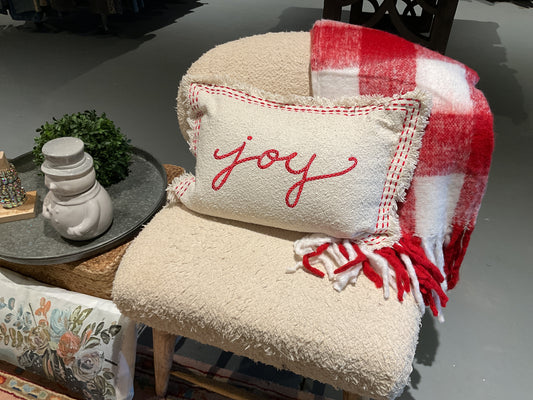 Woven Acrylic Throw with Fringe, Plaid