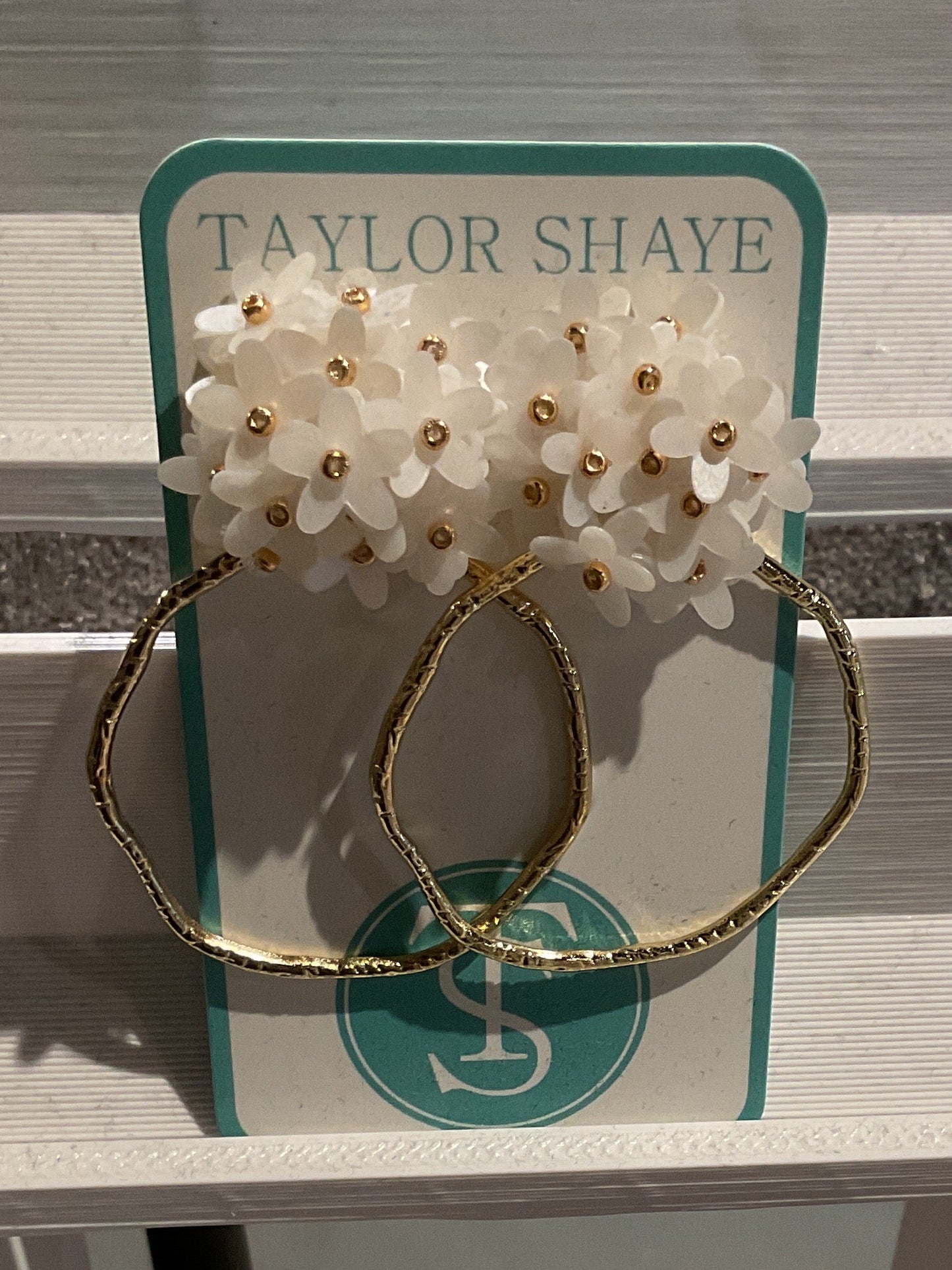 TS17 White Matte Flower Hoops