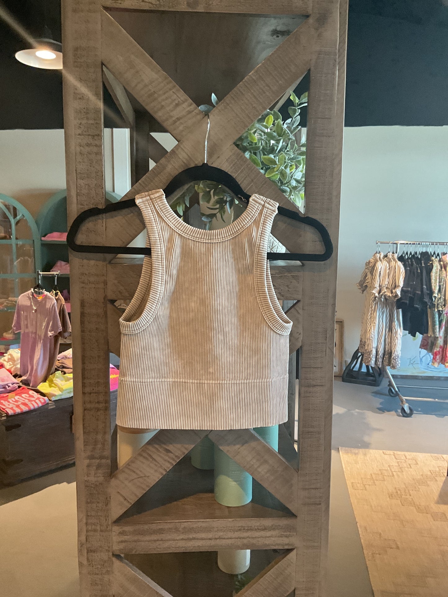 ZN64 Ash Mocha Ribbed Racerback Tank