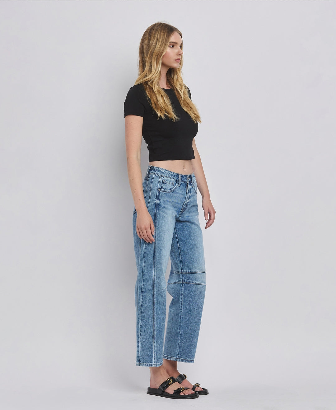 High Rise Dart Structured Fit Barrel Jeans
