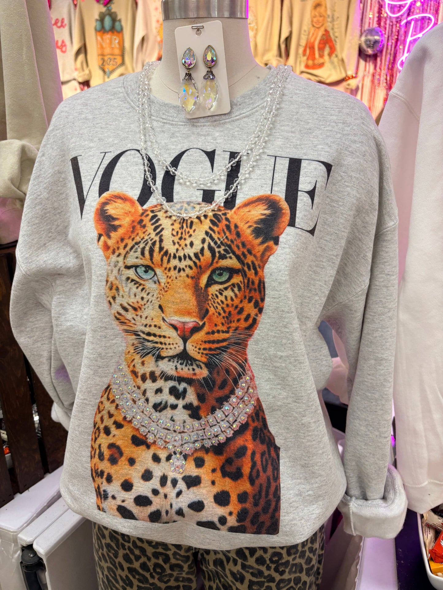 Rhinestoned Embellished Vogue Sweatshirt