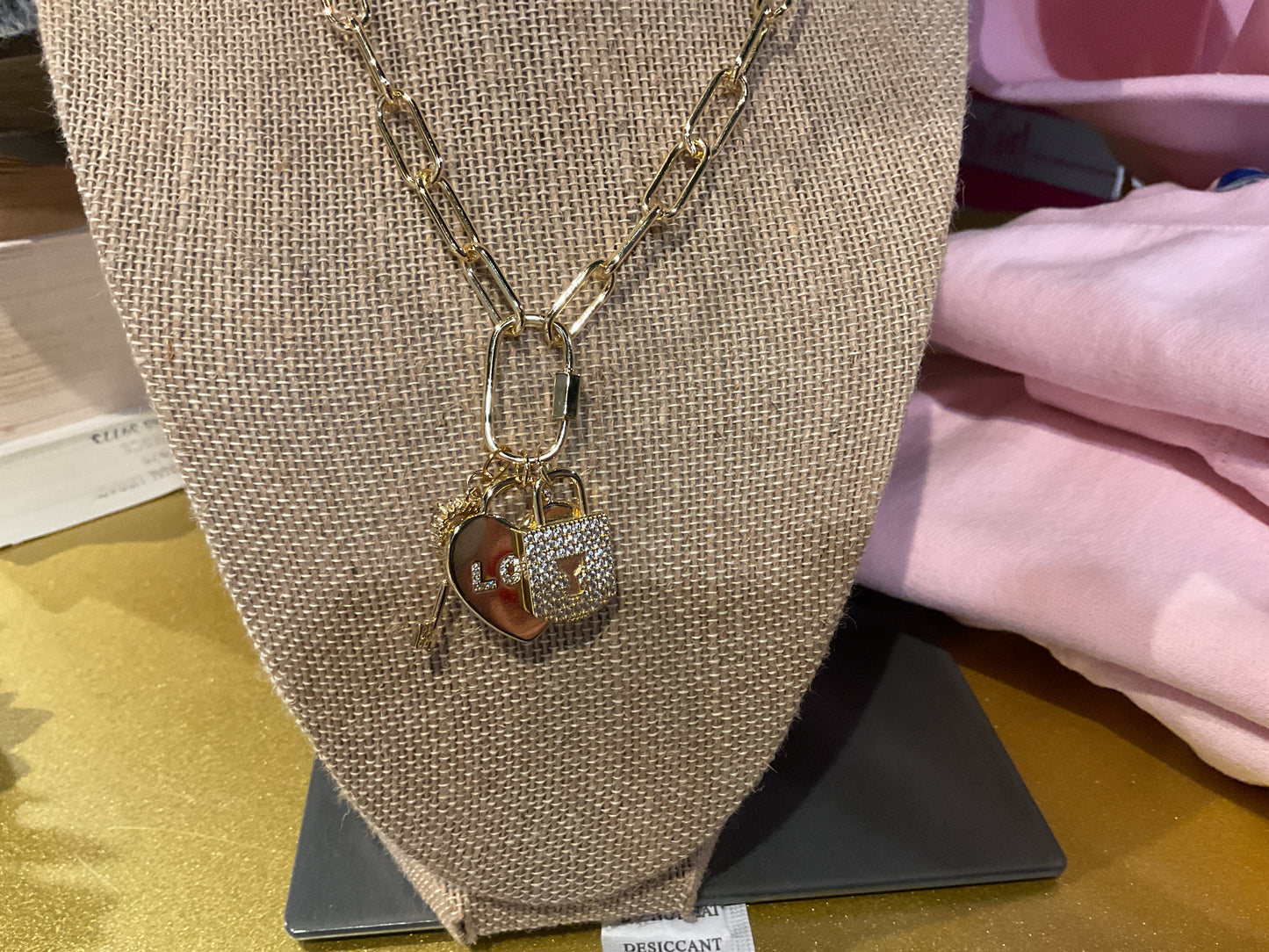 Sb01 gold heart love charm necklace