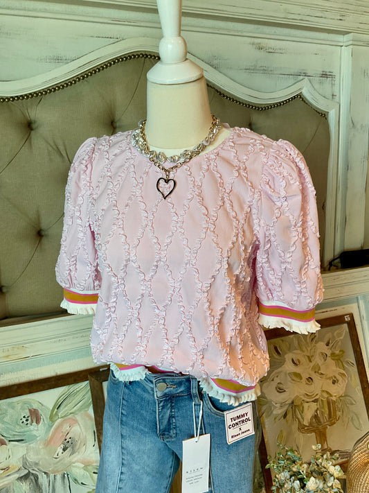 Pink Elastic Band Textured Top
