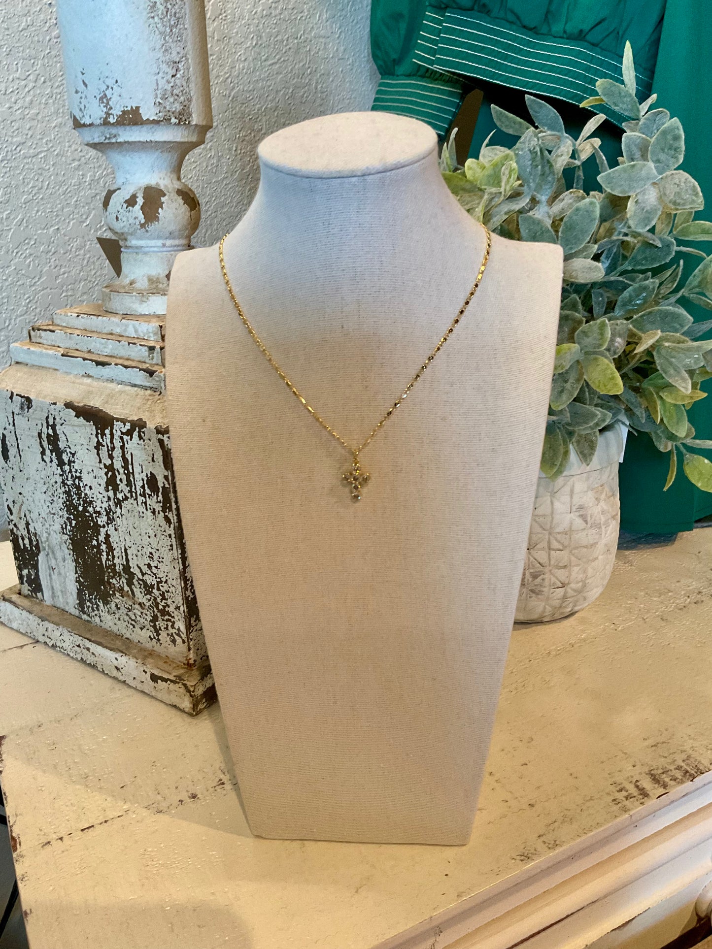 GM04 Dainty Gold with Rhinestone Cross Necklace