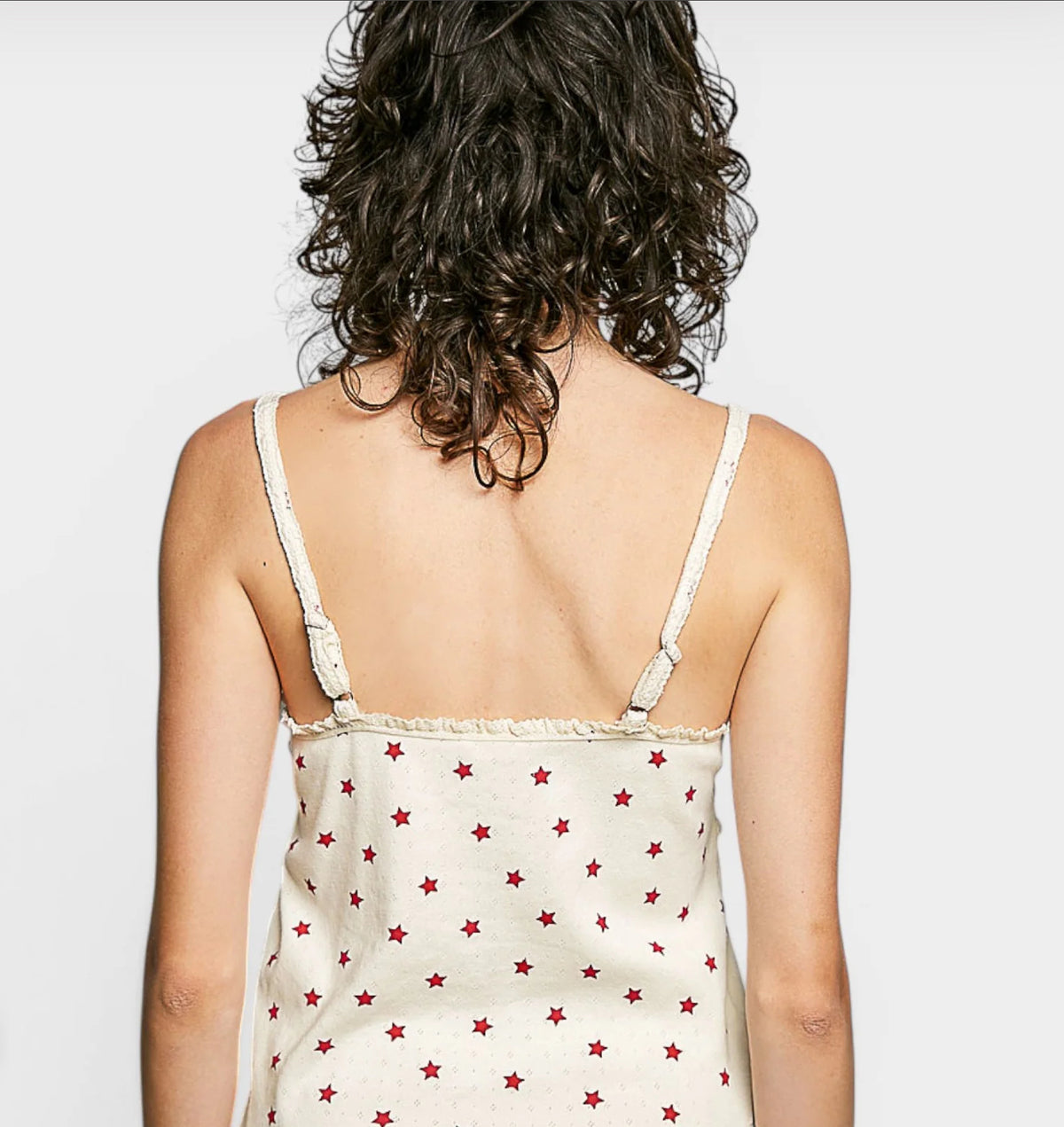 Beige with Red Stars Sleeveless Multi Top
