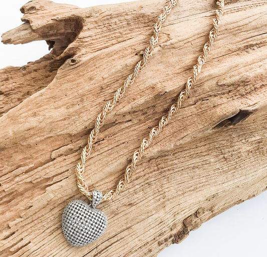 Filigree Heart on Large Twisted Rope Chain