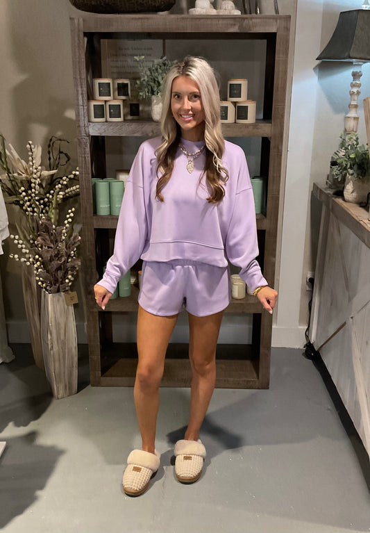 Scuba Sweatshirt & Shorts Set in Lavender