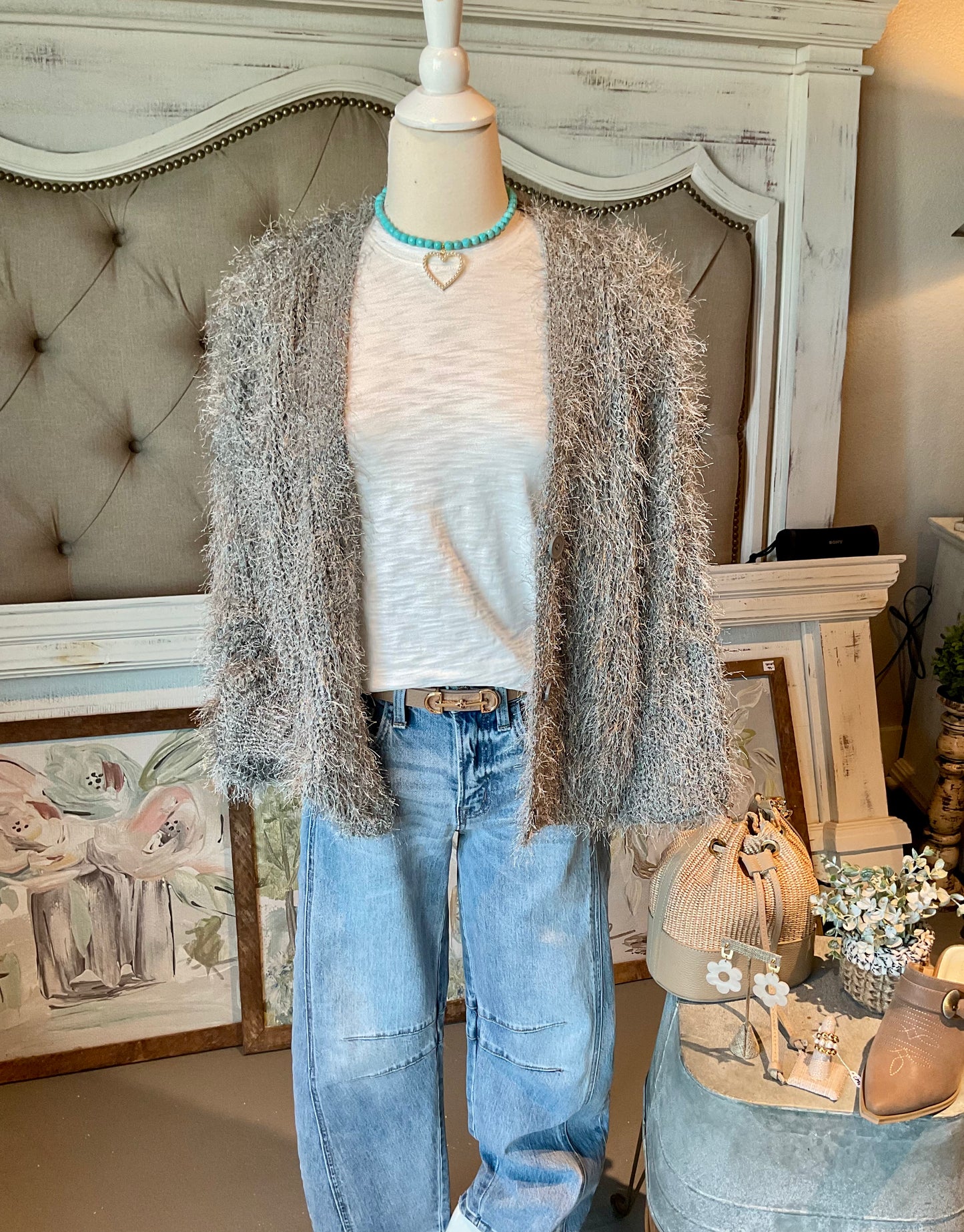 Turquoise 8mm Gemstone with Open Pearl Heart