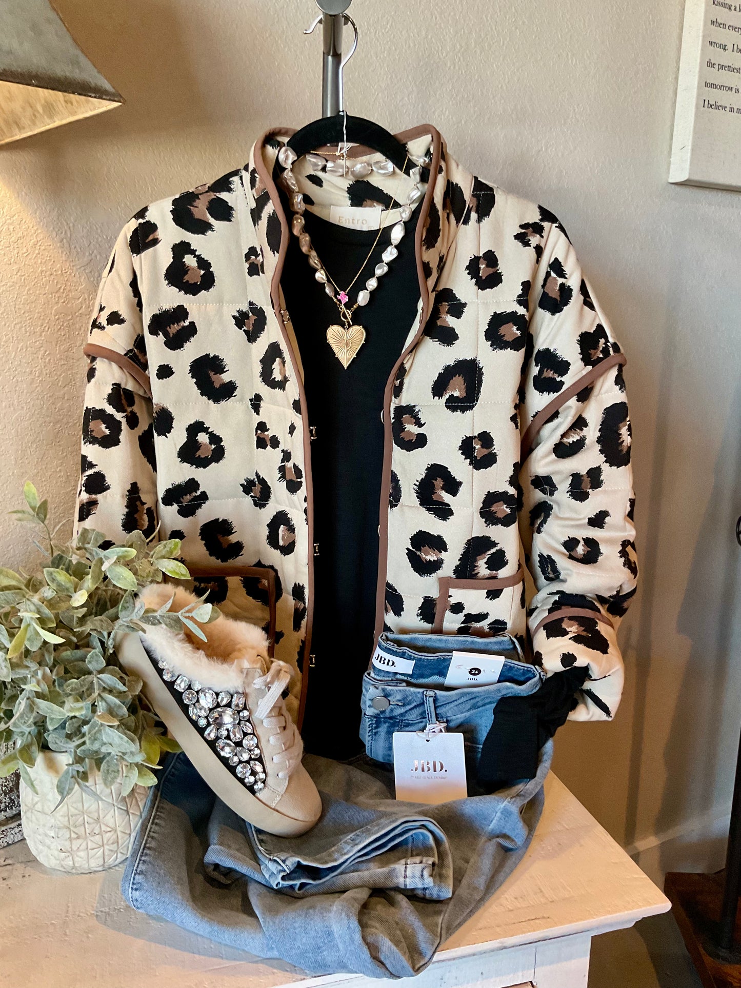 Leopard Pattern Quilted Jacket