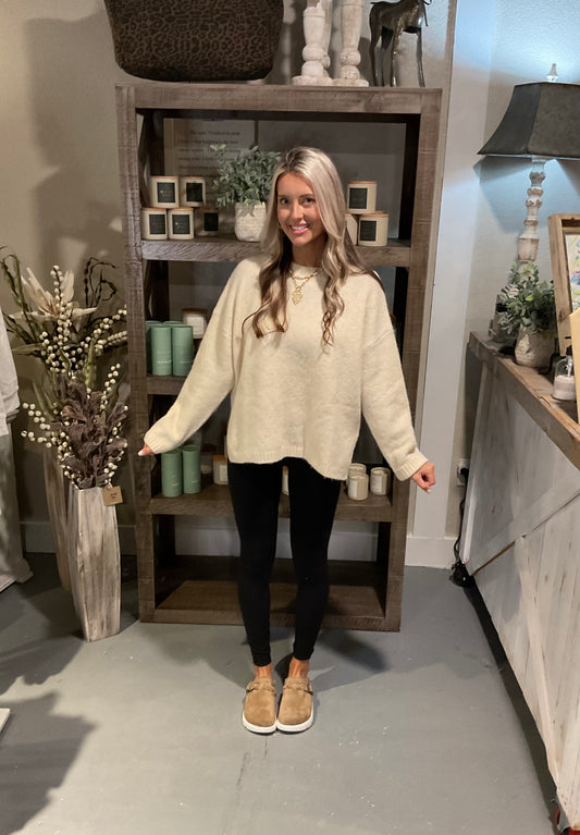 Cream Soft Knit Yarn Sweater