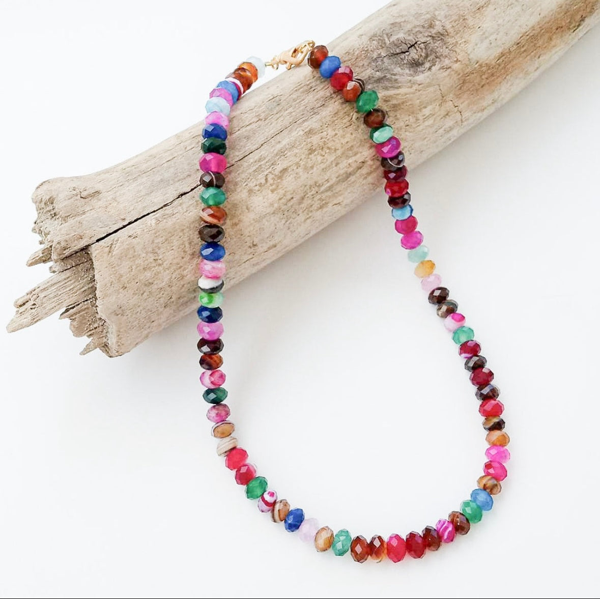 Rondelle Gemstone Layering Necklace 18”