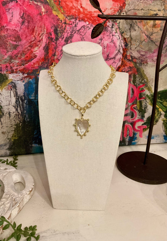 Mother of Pearl Heart Pendant Only