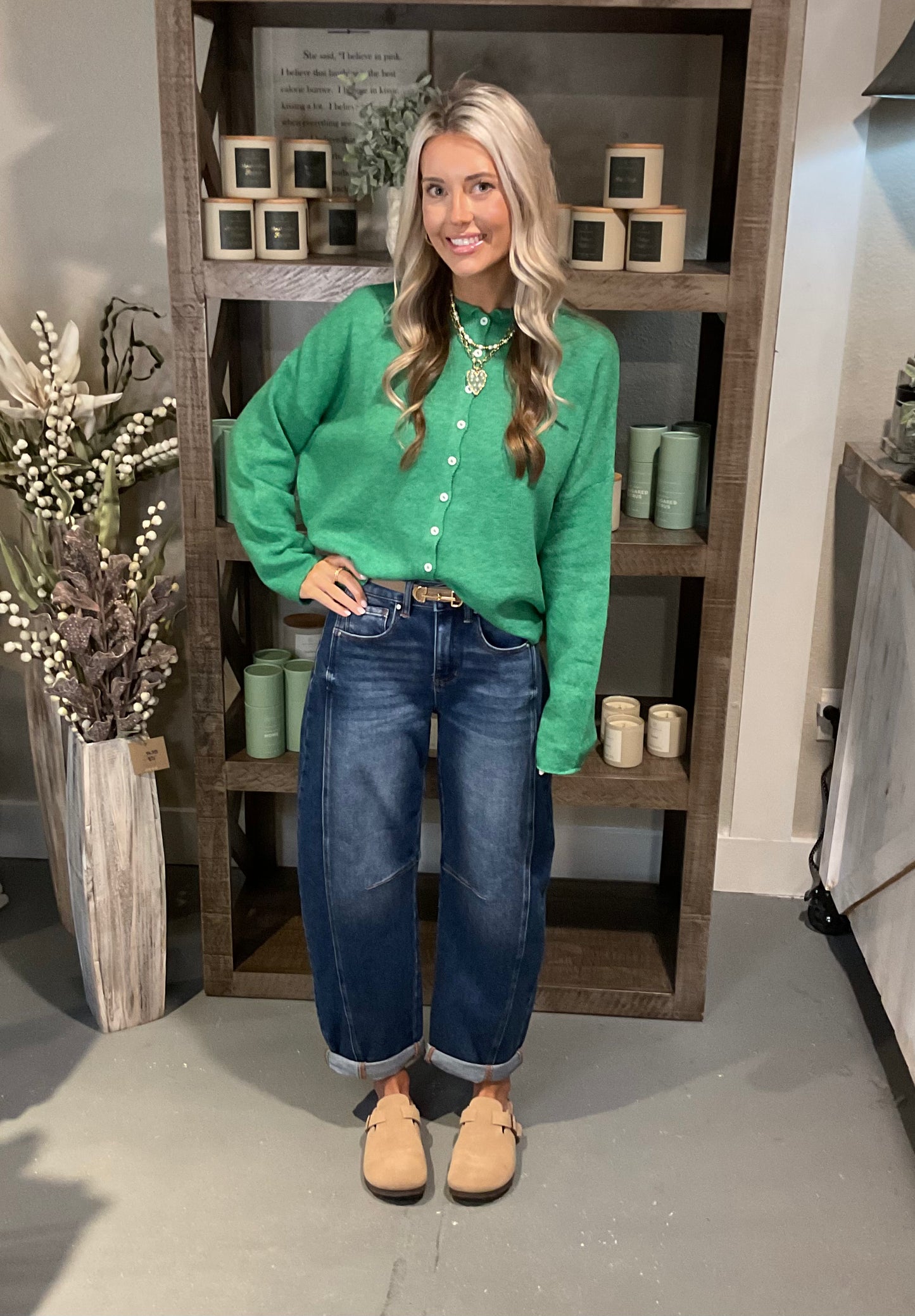 High Rise Crop Barrel Cuff Jeans by Risen (1 side seam)
