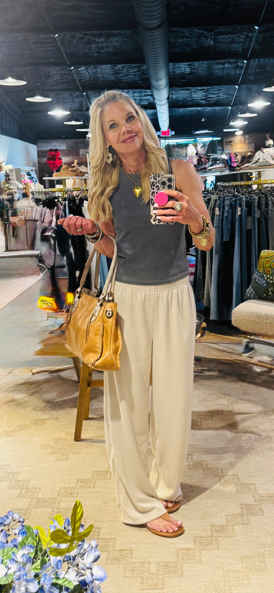Oat Terry Wide Leg Pant