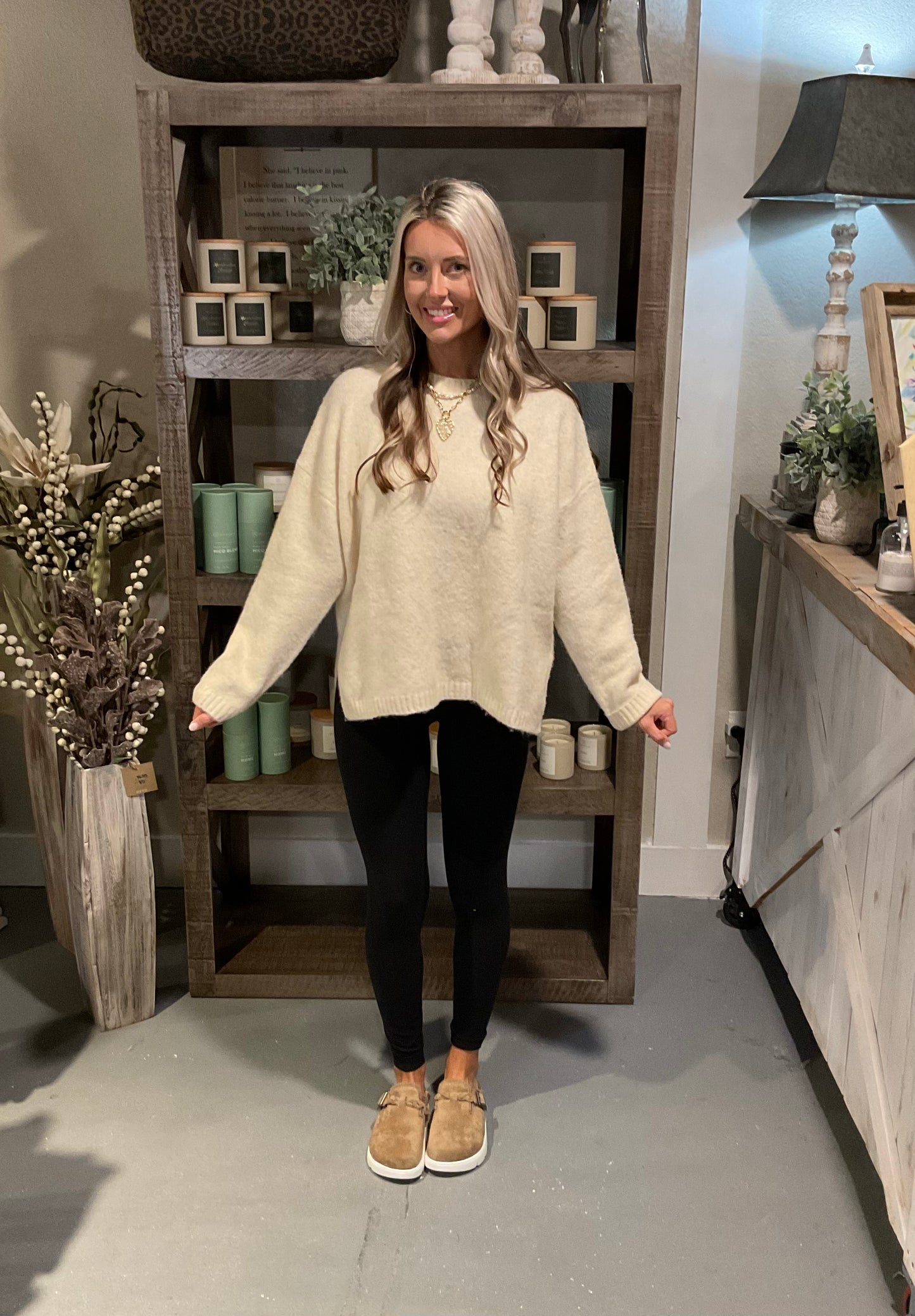 Cream Soft Knit Yarn Sweater