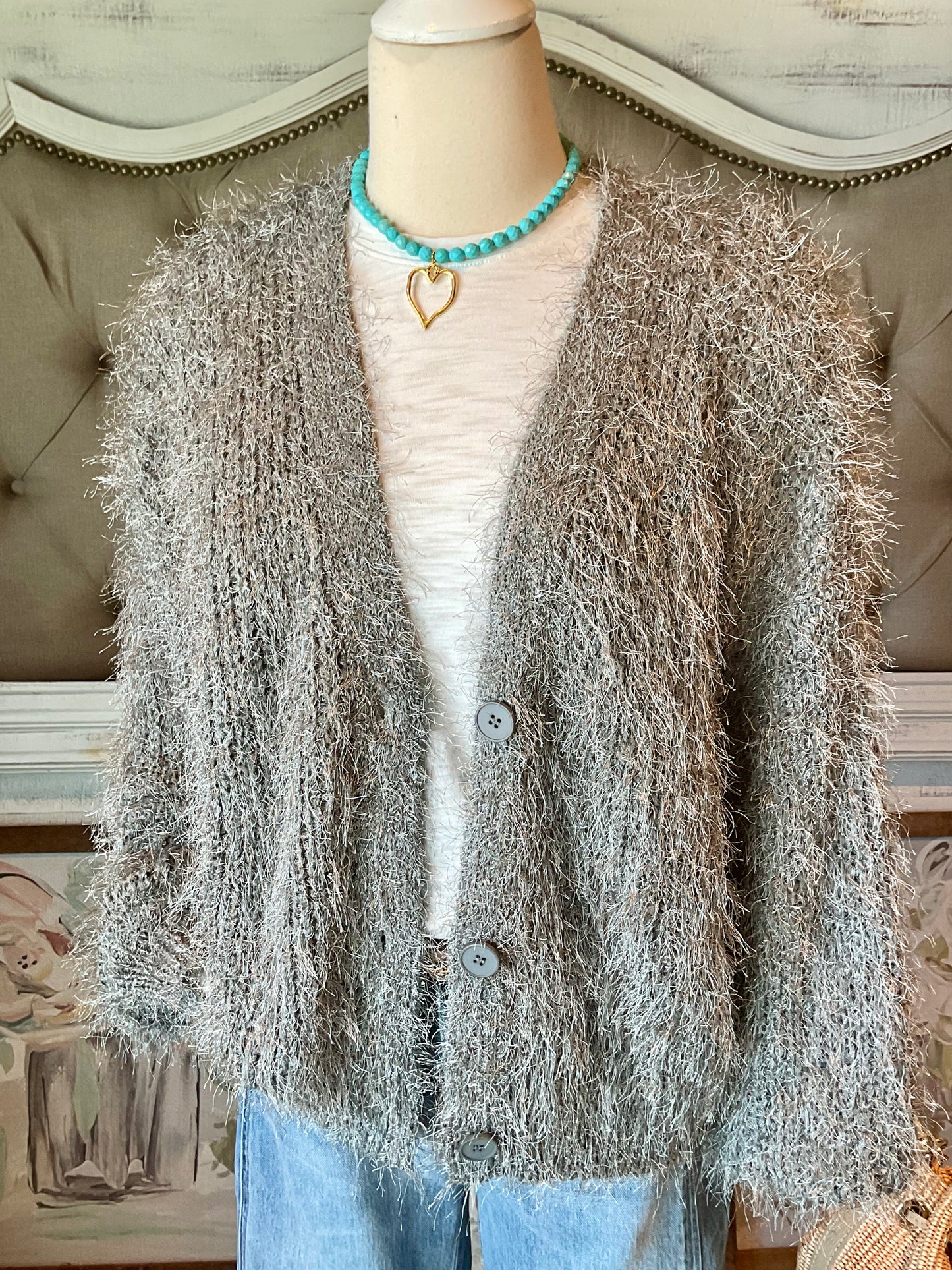 Aqua Jade 8mm Gemstone Necklace with Heart