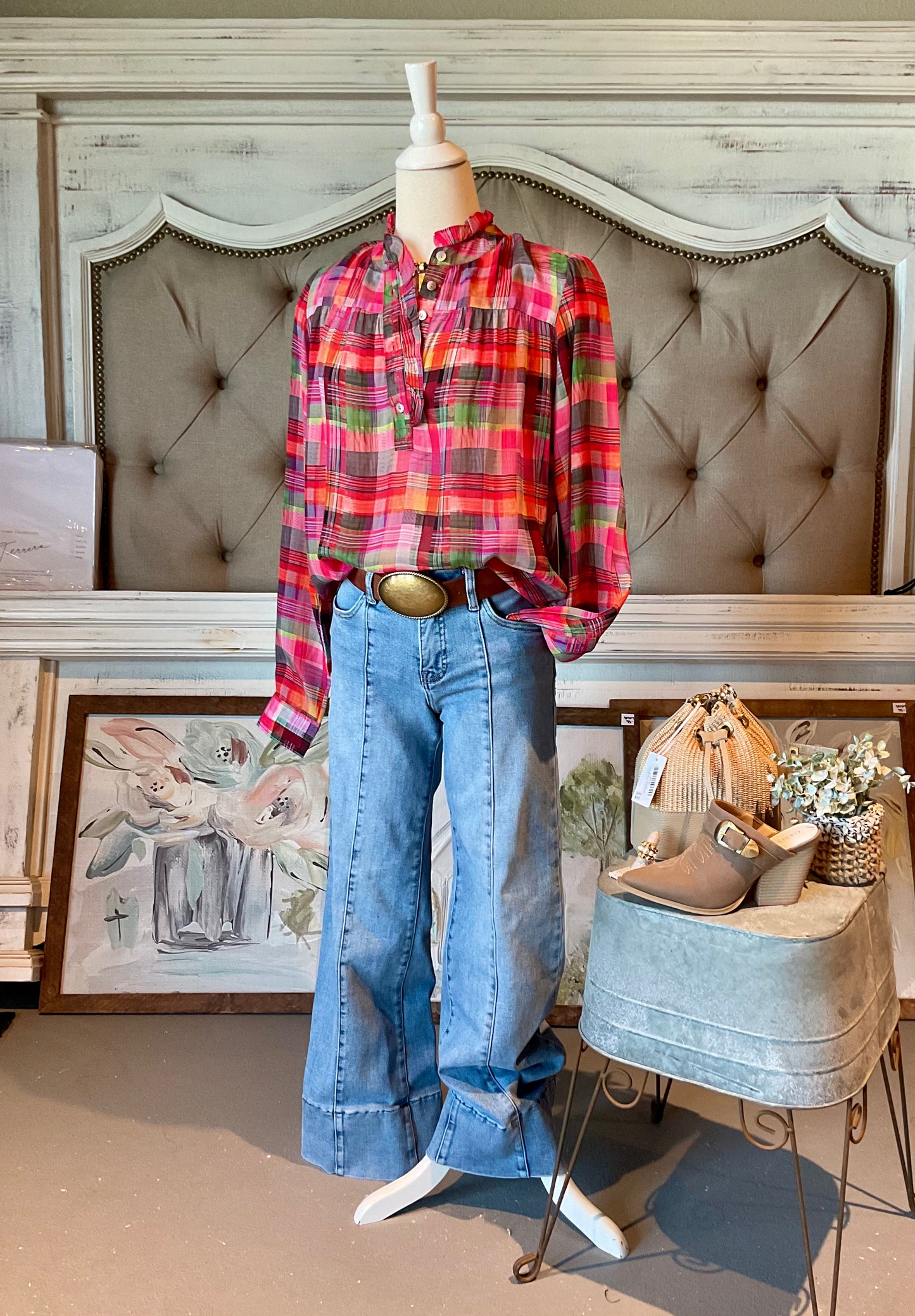 Multi Ruffle Half Placket Blouse