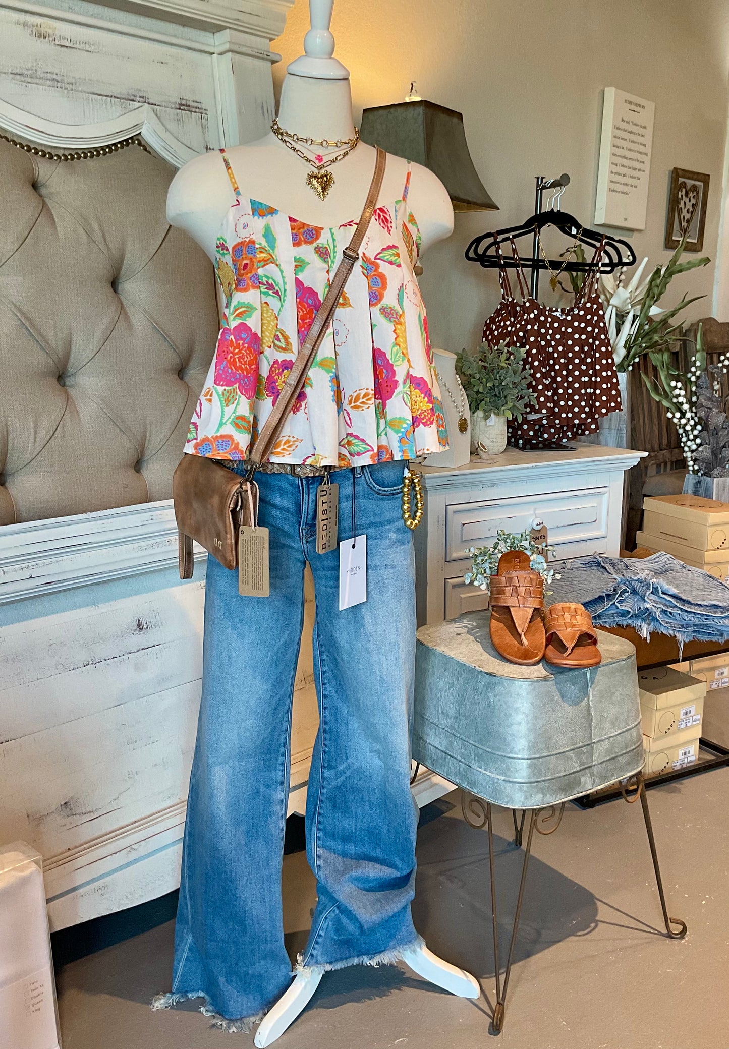 Floral Adjustable Straps Tank Top by THML