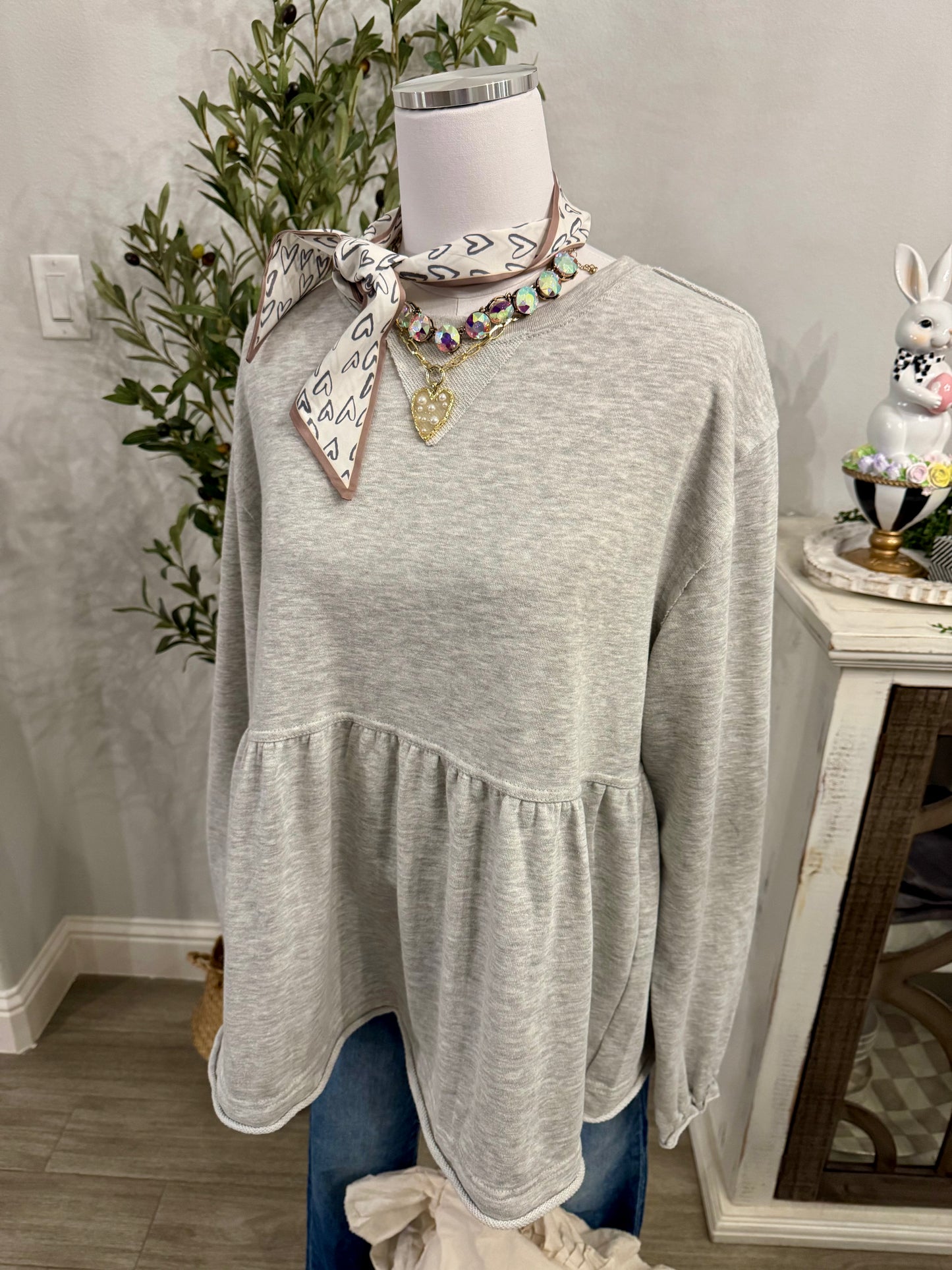 Heather Grey French Terry Babydoll Top